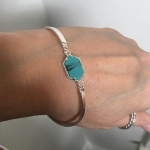 SILVER natural stone bracelet blue BANGLE